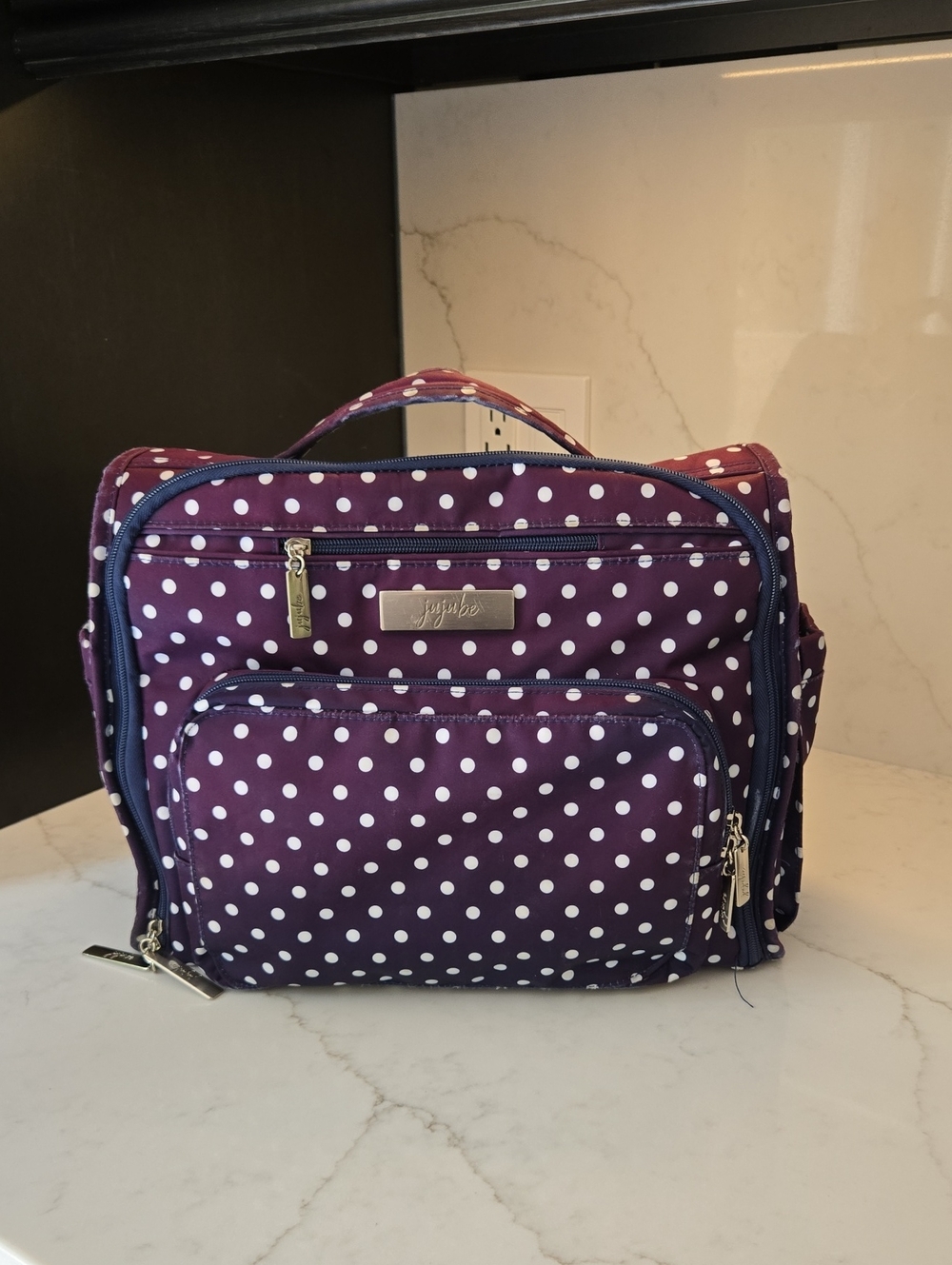 Ju-Ju-Be Purple/Navy Polka Dot Baby Bag